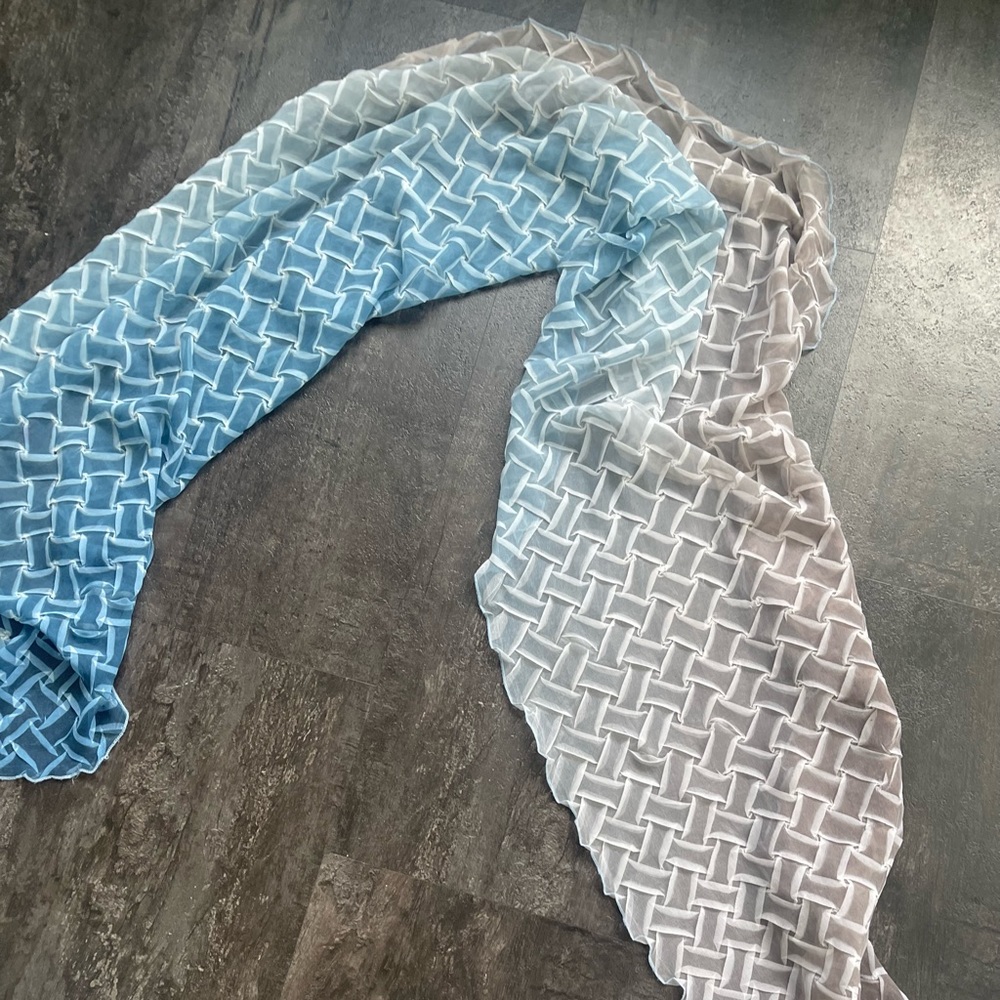 KOMAROV SHAWL BLUES AND TAUPE